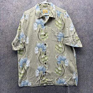 Tommy Bahama Shirt Mens Medium Floral Silk Hawaiian Short Sleeve Button Front